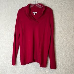 Coldwater Creek Womens Red Knit Shawl Collar Pullover Sweater 1X PLUS SIZE